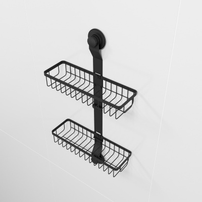 Двухъярусная прямая полка, проволока стальная, черный матовый, Easy, Milardo, EAS0WS2M44