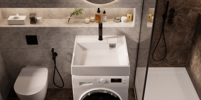 Раковина подвесная с отверстием под смеситель над стиральной машиной Paola Juno 600, арт. Pj600 