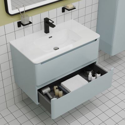 Тумба с умывальником, подвесная, 80 см, голубой, Edifice, IDDIS, EDI80B0i95K