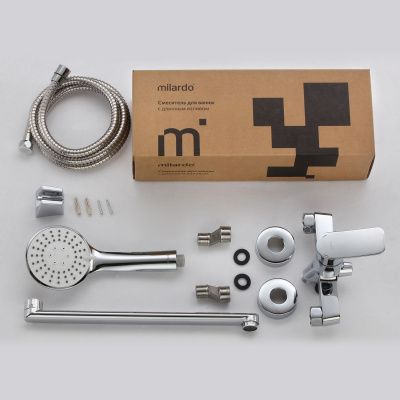 Смеситель для ванны с длинными изливом, глянцевый хром, Demi, Milardo, DEMSB00M10