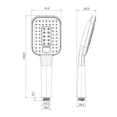 Лейка для душа, черная матовая, 3F, Ideal Spa, Milardo, ILS3FBSM18
