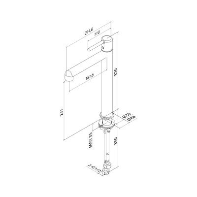 Cмеситель для настольного умывальника, черный матовый, Aiger, IDDIS, AIGBL01i01i01
