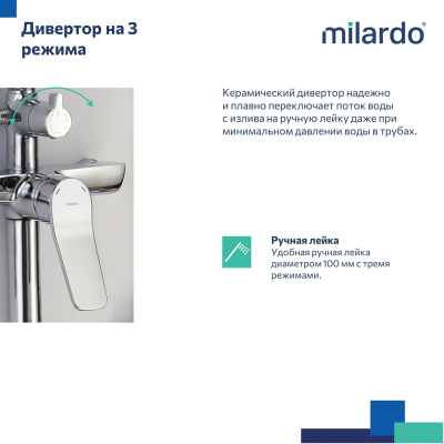 Душевая система с тропическим душем, хром глянцевый, Enjoy, Milardo, ENJSB3FM06