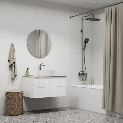 Душевая система с тропическим душем и изливом, матовый графит, Parker, IDDIS, PARGM3Fi06