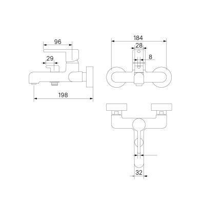 Cмеситель для ванны, хром матовый, Aiger, IDDIS, AIGBC00i02WA