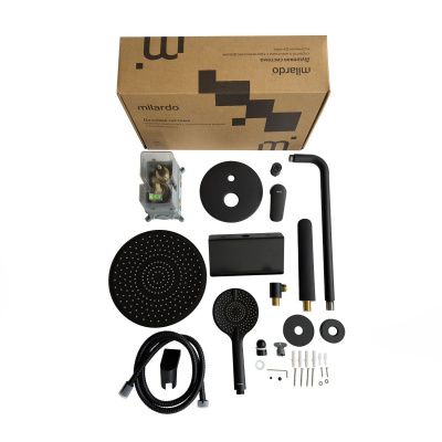 Душевая система скрытого монтажа с тропическим душем, черный матовый, Rora, Milardo, RORBL03M68