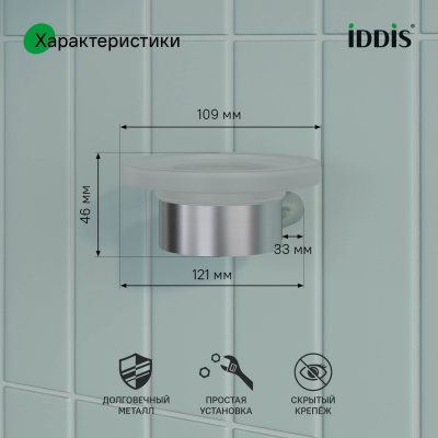 Мыльница, нержавеющая сталь, Petite, хром матовый, IDDIS, PETSSSGi42