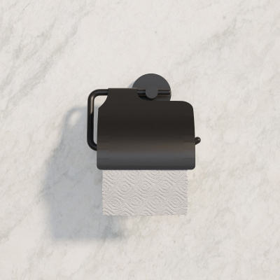 Держатель для туалетной бумаги с крышкой, черный матовый, сплав металлов, Sena, IDDIS, SENSBC0i43