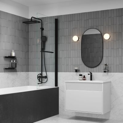 Душевая система с тропическим душем и изливом, матовый черный, Parker, IDDIS, PARBL3Fi06