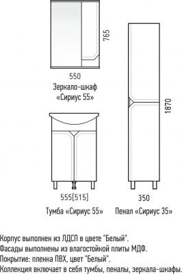 Зеркало-шкаф СИРИУС 55, CETUS