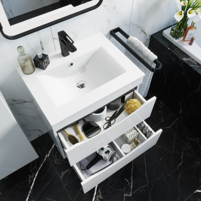 Тумба с умывальником, подвесная, 80 см, белая, Cloud, IDDIS, CLO80W0i95K