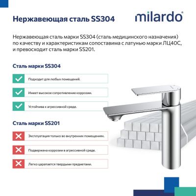 Смеситель для умывальника, сатин, Maze, Milardo, MAZBN00M01