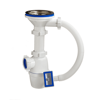 Сифон бутылочный для мойки "ОРИО" 3 1/2" х40 мм с переливом квадратным, А-4007 