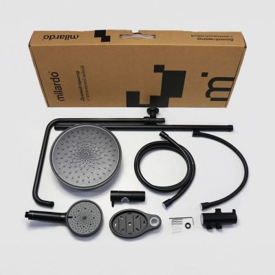 Душевой гарнитур с тропической лейкой, черный матовый, Ideal Spa, MILARDO,ILSBL3FM76