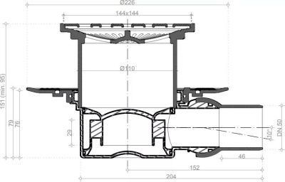 Душевой трап точечный PESTAN Confluo Standard Drops 1 ( с 1 выходом), 150*150мм, 13000009