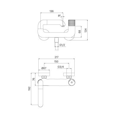 Смеситель для ванны с управлением Push Control, Twist, IDDIS, TWISBBTi02WA