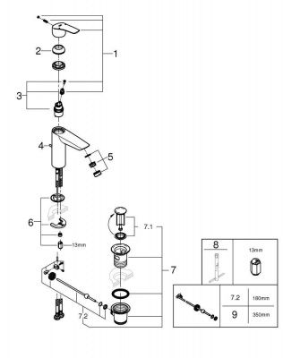 Смеситель для раковины GROHE Eurosmart New, M-Size, хром (23322003)