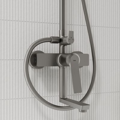 Душевая система с тропическим душем и изливом, матовый графит, Parker, IDDIS, PARGM3Fi06