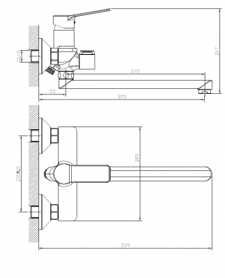 Смеситель для ванны с длинным изливом, Vega, CETUS, CSV2448559C-30F