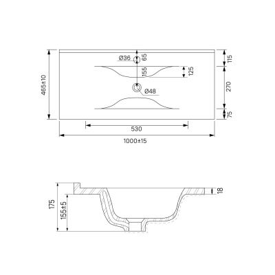 Тумба с умывальником, подвесная, 100 см, белая/черный мрамор, Cloud, IDDIS, CLO10B0i95K 