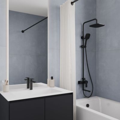 Смеситель для умывальника, чёрный матовый, Maze, Milardo, MAZBL00M01