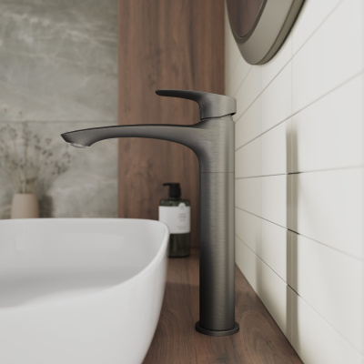 Смеситель для настольного умывальника, графит, Rora, Milardo, RORGM01M01