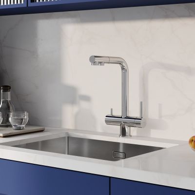 Смеситель для кухни с выдвижным изливом и каналом для фильтра, хром, Umbra, IDDIS, UMBSBPFi05