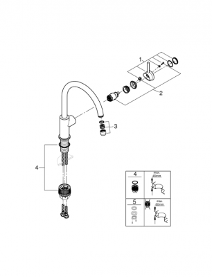Смеситель для кухонной мойки GROHE BauClassic с высоким C-образным изливом, хром (31234001)