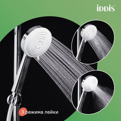 Душевая система с тропическим душем и изливом, хром глянцевый, Zodiac X, IDDIS, ZDXSB3Fi06