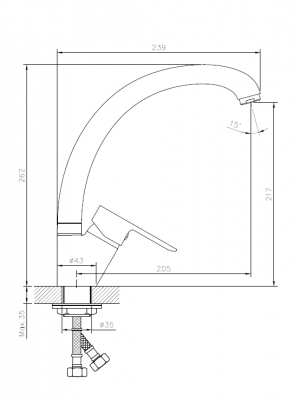Смеситель для кухни, Kitchen Style 3, CETUS, CSKS37136112C-M7313