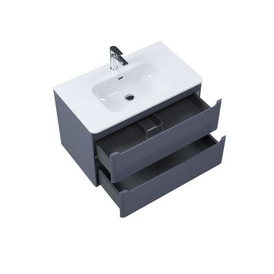	Тумба с умывальником, подвесная, 80 см, темно-серый, Edifice, IDDIS, EDI80D0i95K