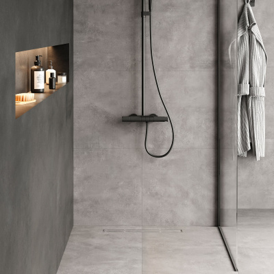 Лоток душевой, сифон 360, комбинированный затвор, двухсторонняя решетка, 600мм, хром, IDDIS, 975B6SB00DZ