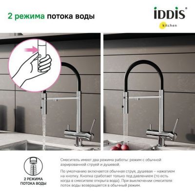 Смеситель для кухни с фильтром и гибким изливом, хром, Ace, IDDIS, ACESBFFi05