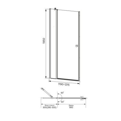 Душевая дверь распашная, глянцевый ал. проф., 120х195, Ray, IDDIS, RAY6CP2i69