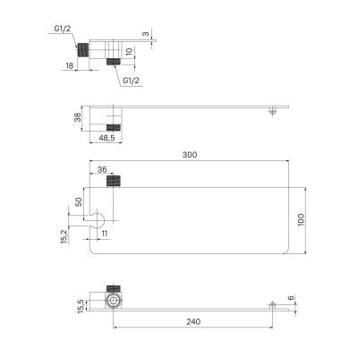 Выход для шланга с держателем для лейки и полкой, хром, Slide, IDDIS, SLIAC00i62