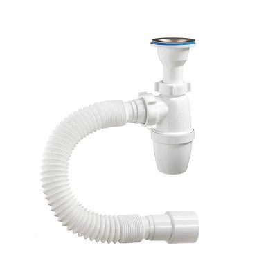 Сифон бутылочный "ОРИО", малый корпус с литым выпуском 1 1/2 х 40, с гибкой трубой 40-40/50, А-32019 