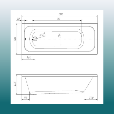 Ванна акриловая MITRA  VENTO Italy 170x70