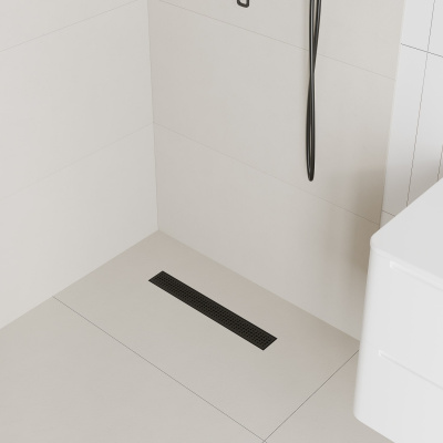 Лоток душевой, сифон 360, комбинированный затвор, перфорированная решетка, 500мм, черный, IDDIS, 975B5BL20DZ