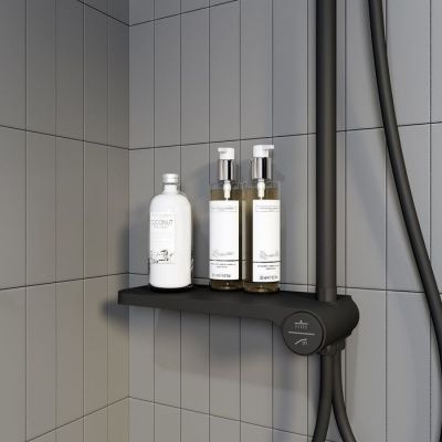 Душевой гарнитур с верхней лейкой, черный матовый, Ray, IDDIS, RAYMS3Fi76