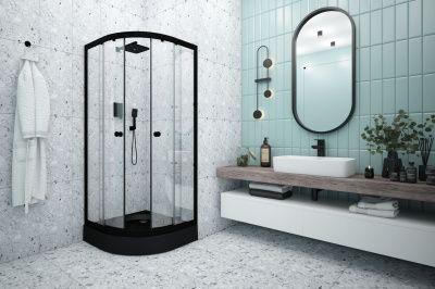 Душевая кабина Classic Black 1/4 круга 800*800*2010 ( прозр. стекло/ черн. профиль) CLSN800BL