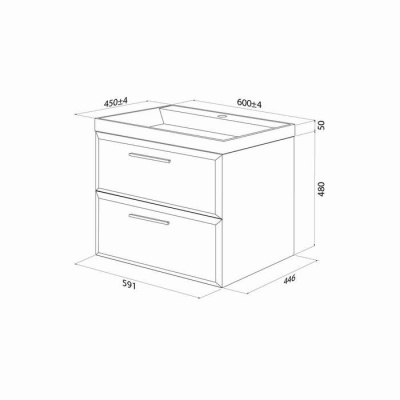 Тумба с умывальником, подвесная, 60 см, белый, Slide X, SLX60W0i95K