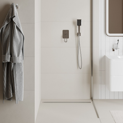 Лоток душевой, сифон 360, комбинированный затвор, перфорированная решетка, 800мм, хром, IDDIS, 975B8SB20DZ