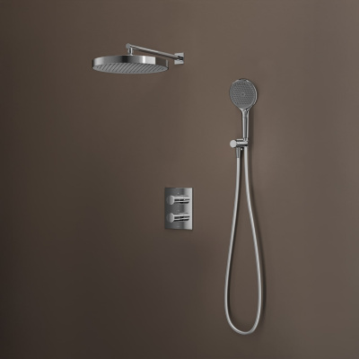 Душевая система с тропическим и ручным душем, с термостатом, глянцевый хром, Duna, IDDIS, DUNSB0Ti67