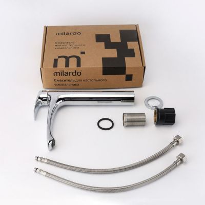 Смеситель для настольного умывальника, глянцевый хром, Rora, Milardo, RORSB01M01