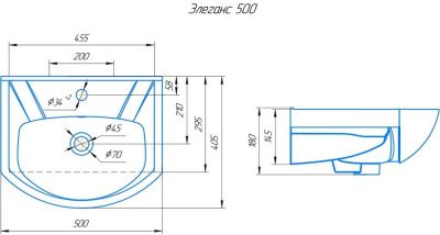 УМЫВАЛЬНИК ЭЛЕГАНС 500, ELG50
