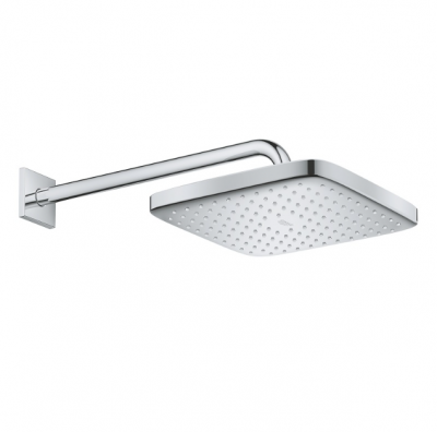 Верхний душ с душевым кронштейном Tempesta 250 Cube 380 мм, 1 режим струи (26682000)