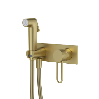 Встраиваемый смеситель с гигиеническим душем с защитным клапаном, матовое золото, Duna, IDDIS, DUNMGV0i08
