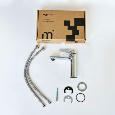 Смеситель для умывальника, глянцевый хром, Azure, Milrado, AZUSB00M01