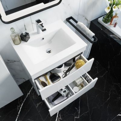 Тумба с умывальником, подвесная, 60 см, белая, Cloud, IDDIS, CLO60W0i95K