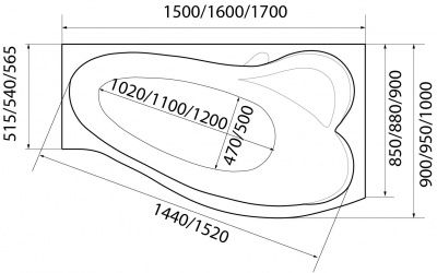 Ванна асимметричная  акриловая 1Marka GRACIA 160x95 R (правая)
